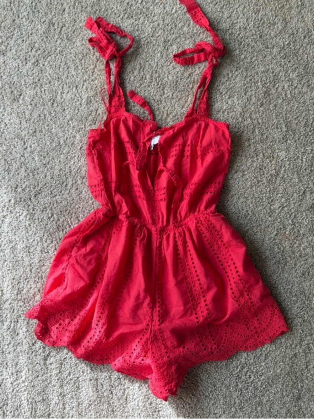 MABLE (Anthropologie) Hot Pink Tie Shoulder Romper